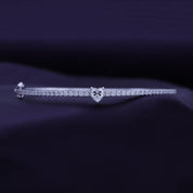 Heart & Round Lab Created Moissanite Tennis Bangle Bracelet