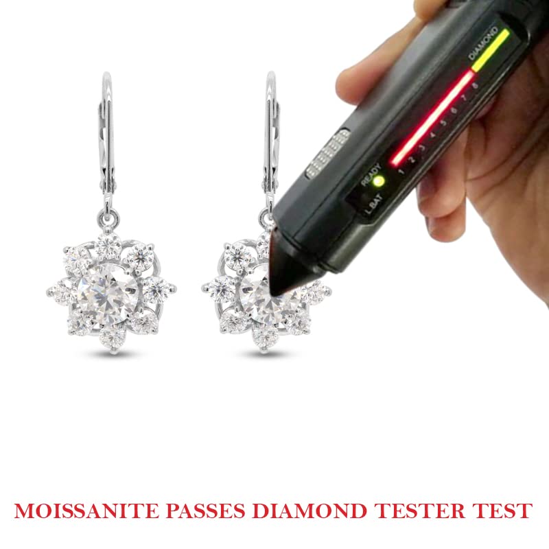 Load image into Gallery viewer, 3.45 Carat Round Cut Lab Created Moissanite Diamond Halo Drop Earrings In 925 Sterling Silver
