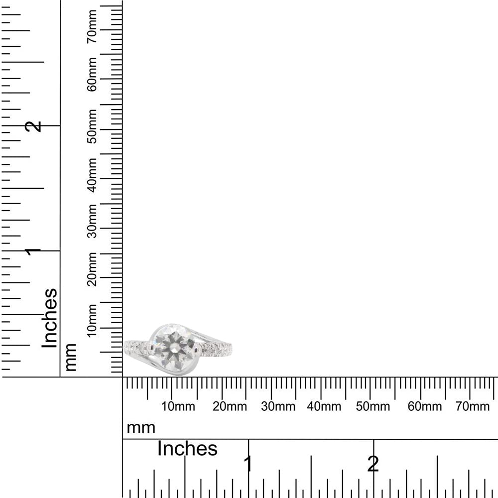 1.60 Carat Round Cut Lab Created Moissanite Diamond Bypass Solitaire Engagement Ring in 925 Sterling Silver