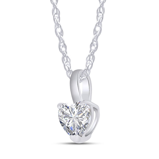 1/2 Carat 5MM Heart Cut Lab Created Moissanite Diamond Solitaire Pendant Necklace in 10K or 14K Solid Gold For Women (0.50 Cttw)