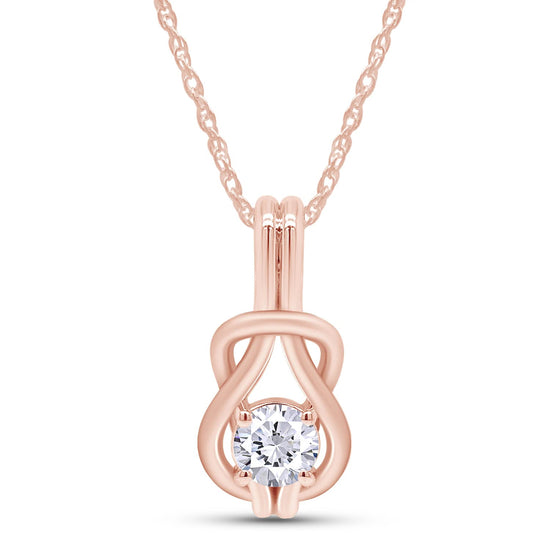 3/8 Carat Lab Created Moissanite Diamond Infinity Knot Solitaire Pendant Necklace In 14K Solid Gold (0.37 Cttw)