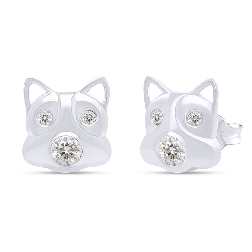 1/5 Carat Round Cut Lab Created Moissanite Diamond Push Back Pig Face Stud Earrings In 925 Sterling Silver With 10k Gold Post (0.20 Cttw)