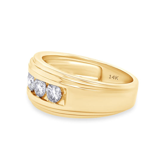 1.00 Carat Lab Created Moissanite Diamond Channel Set Men's Anniversary Wedding Band Ring In 10K Or 14K Solid Gold