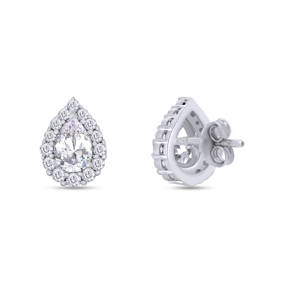 
                      
                        1 1/10 Carat Pear & Round Cut Lab Created Diamond Moissanite Pear Halo Stud Earring For Women In 925 Sterling Silver
                      
                    