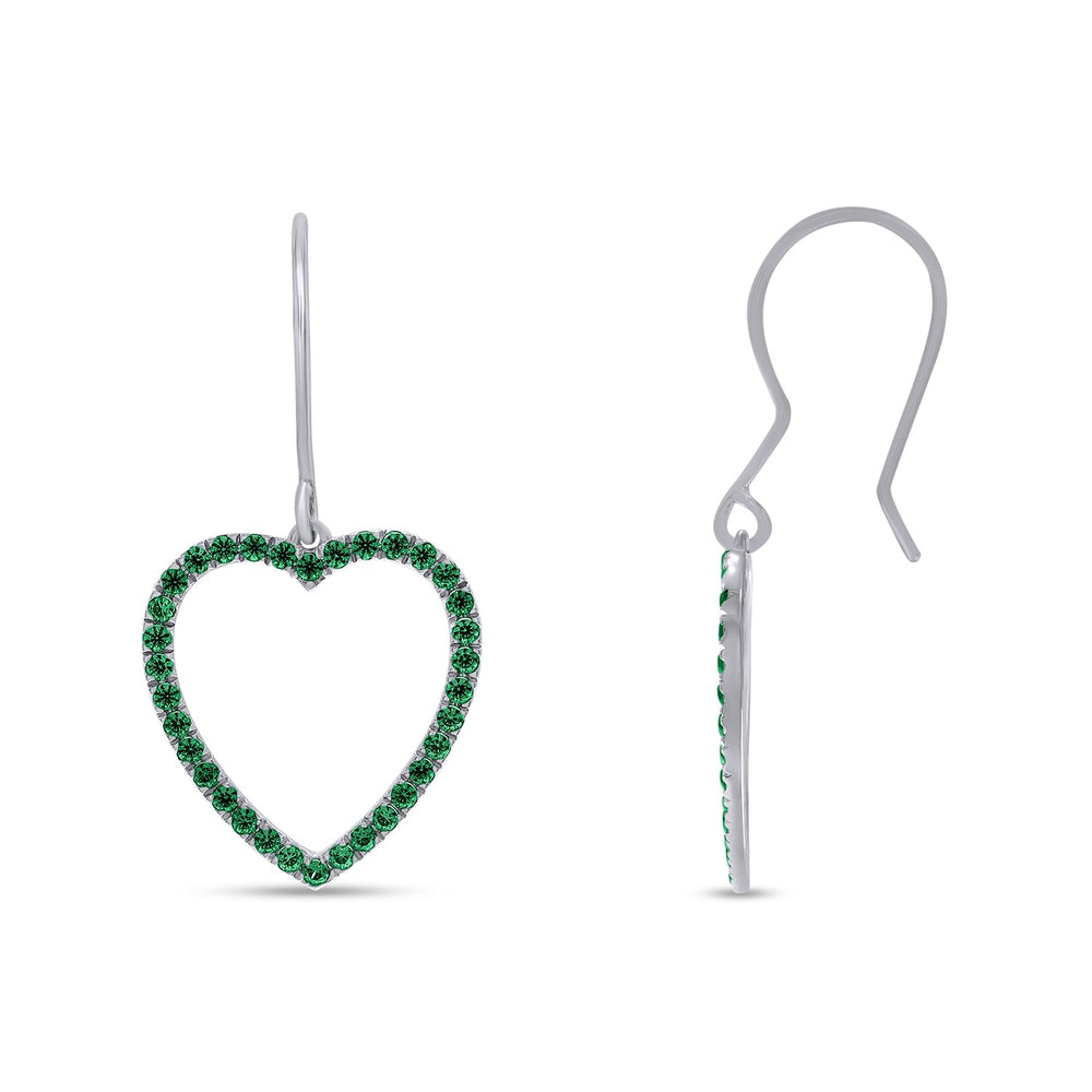 
                      
                        Round Cut Simulated Green Emerald Open Heart Drop Earrings For Womens In 10K Or 14K Solid Gold And 925 Sterling Silver
                      
                    