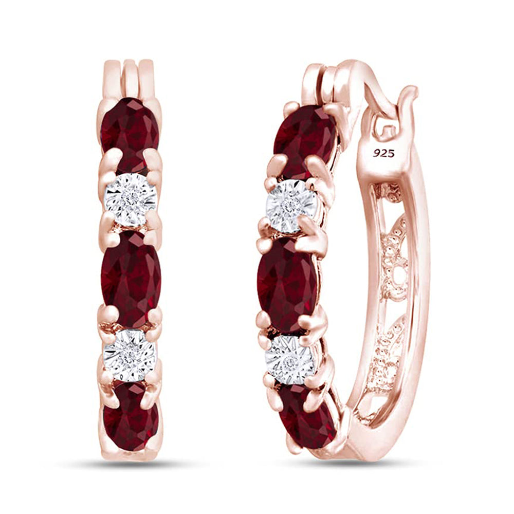 
                      
                        1.50 Carat Oval Cut Simulated Ruby And Round Cut White Natural Diamond Hoop Earrings In 14k Gold Plated 925 Sterling Silver Jewelry Gift For Women Wedding
                      
                    