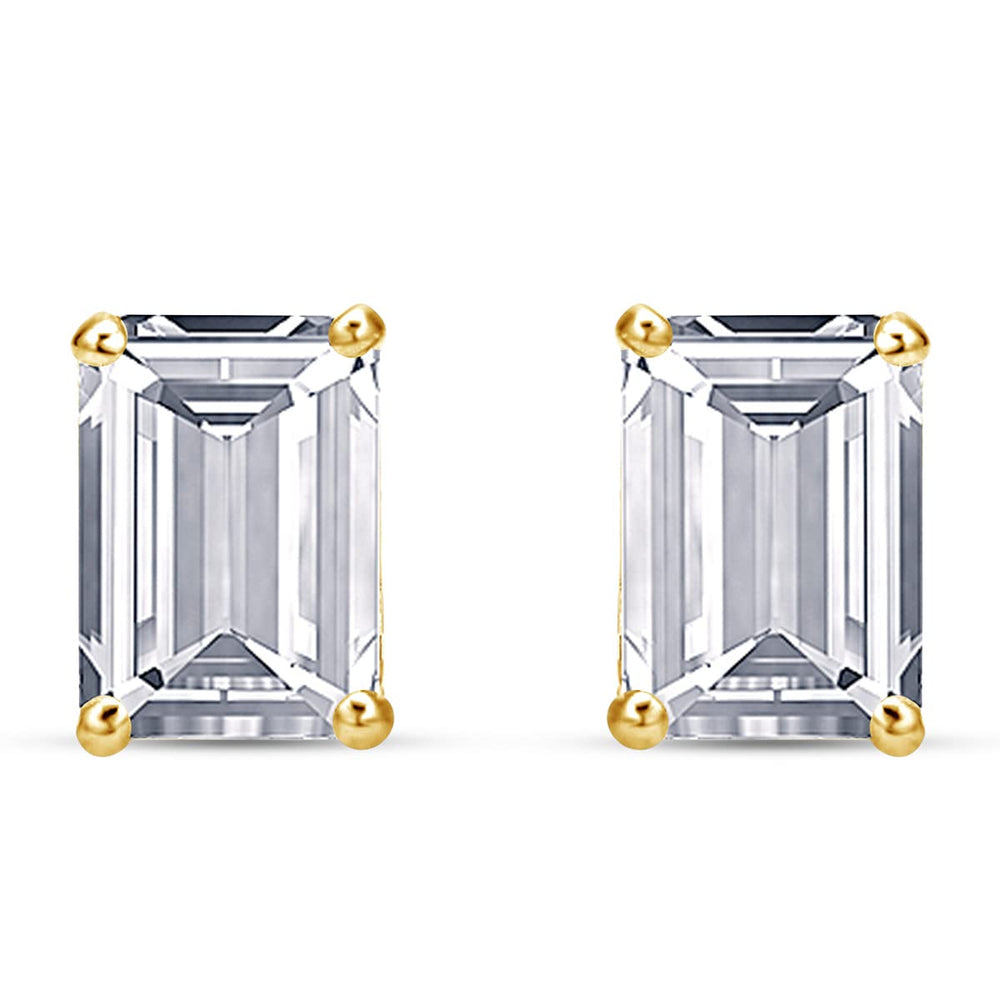 
                      
                        4x6MM Emerald Cut Lab Created Moissanite Diamond Solitaire Stud Earring For Women  In 925 Sterling Silver (1.20 Cttw)
                      
                    