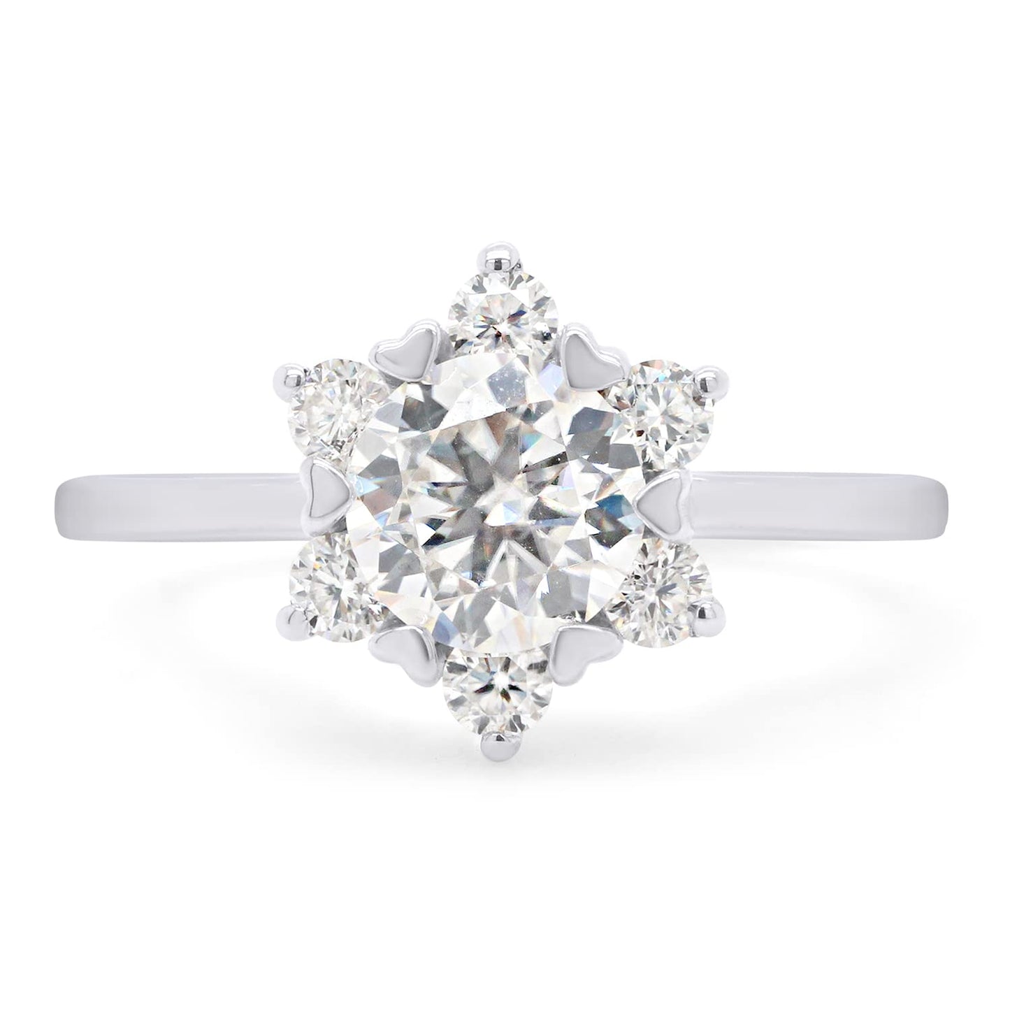 Load image into Gallery viewer, 1 1/3 ct. t.w Center 6.5MM Round Cut Lab Created Moissanite Diamond Flower Engagement Rings for Women in 10K or 14K Solid Gold (1.30 Cttw)
