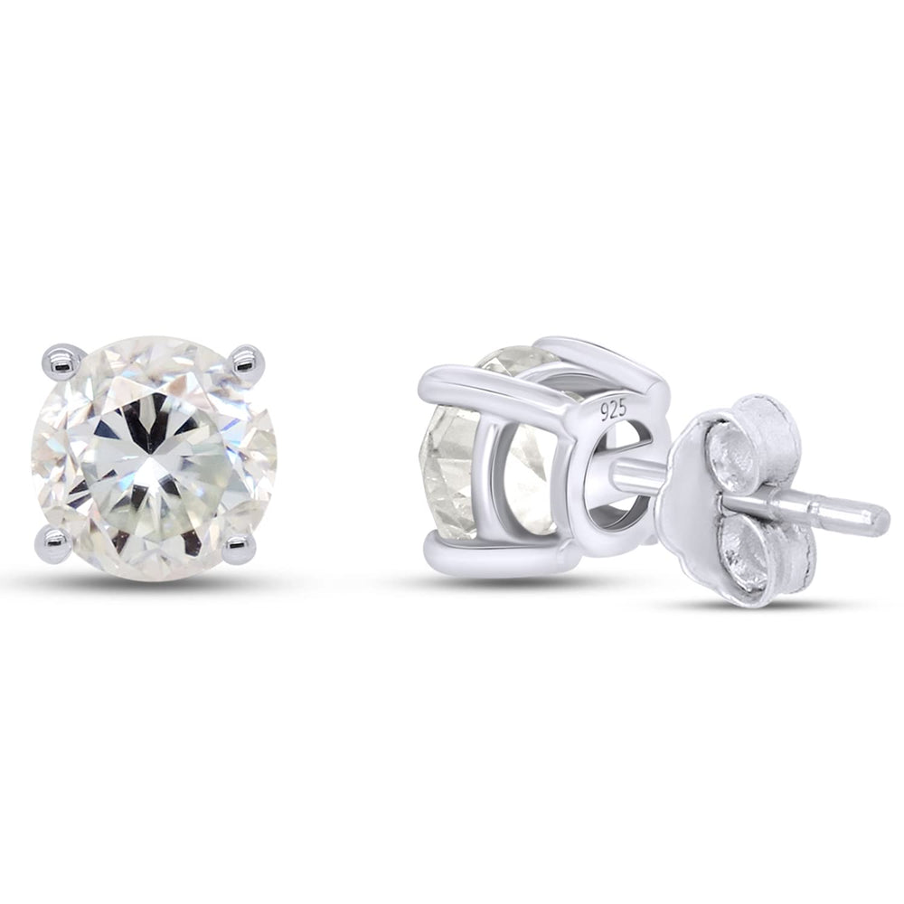 
                      
                        3 Carat Round Cut Lab Created Moissanite Diamond Push Back Solitaire Stud Earrings In 925 Sterling Silver (3 Cttw)
                      
                    