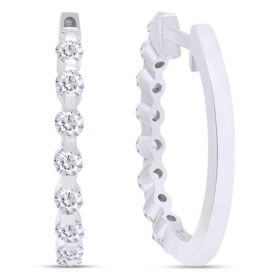 1/2 Carat Lab Created Moissanite Diamond Huggie Hoop Earrings In 925 Sterling Silver Jewelry For Women (0.50 Cttw)