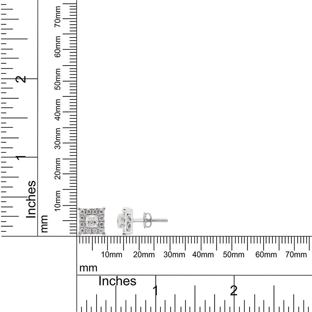 
                      
                        Princess & Round Cut Lab Created Moissanite Diamond Halo Stud Earrings In 10K Or 14K Solid Gold (0.33 Cttw)
                      
                    