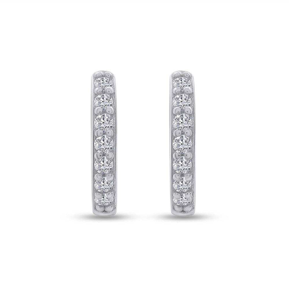 
                      
                        Round White Cubic Zirconia Seven Stone Huggie Hoop Earrings For Women In 925 Sterling Silver
                      
                    