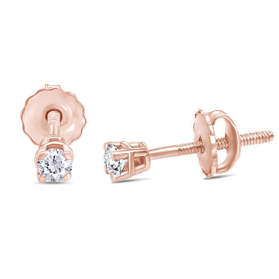Lab Created Moissanite Diamond Screw Back Stud Earrings In 10K Solid Gold For Women (0.04 Ctw to 0.20 Ctw)