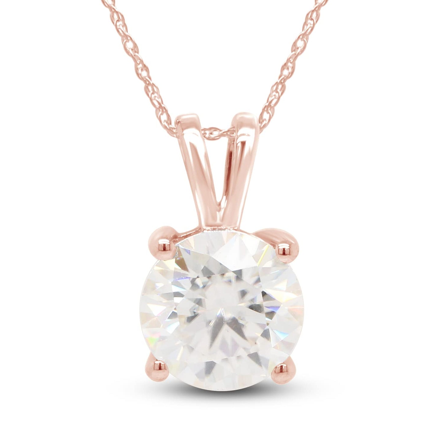 2 1/2 Carat 9MM Lab Created Moissanite Diamond Solitaire Pendant Necklace in 10K or 14K Solid Gold For Women (2.50 Cttw)