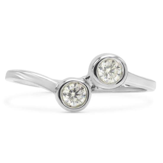 1/5 Carat Lab Created Moissanite Diamond Solitaire Bypass Love Promise Ring in 10K or 14K Solid Gold For Women (0.20 Cttw)