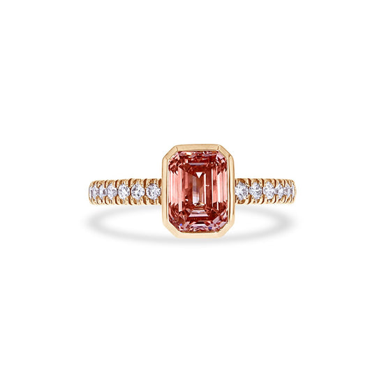 Load image into Gallery viewer, 1.55 Ct Pink Emerald And 0.25 Ct G Color Round Cut IGI Certified Lab Grown Diamond Eternity Solitaire Engagement Ring In 10K Or 14K Solid Gold
