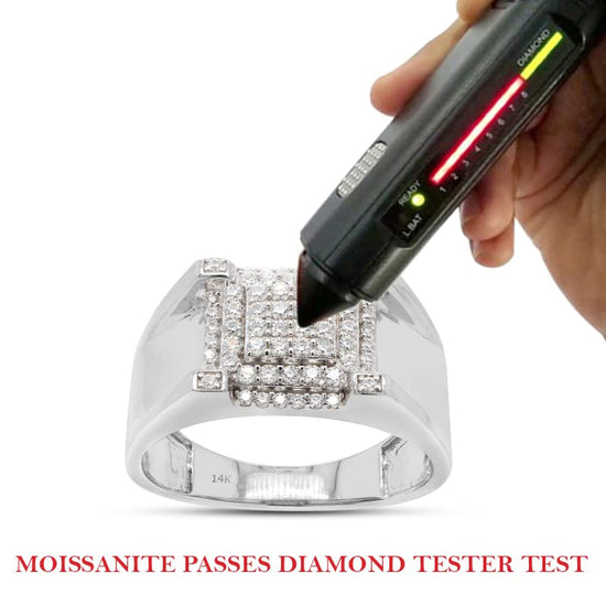 1/2 Carat Round Cut Lab Created Moissanite Diamond Wedding Band Ring for Men in 10K Or 14K Solid Gold (0.50 Cttw)