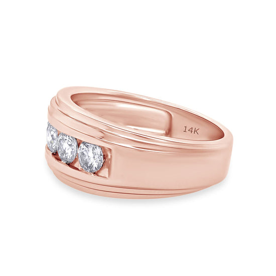 1.00 Carat Lab Created Moissanite Diamond Channel Set Men's Anniversary Wedding Band Ring In 10K Or 14K Solid Gold