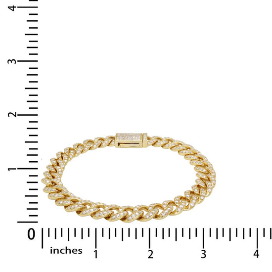 Round Cut Lab Created Moissanite Diamond 8MM Width Cuban Chain Bracelet For Men In 925 Sterling Silver