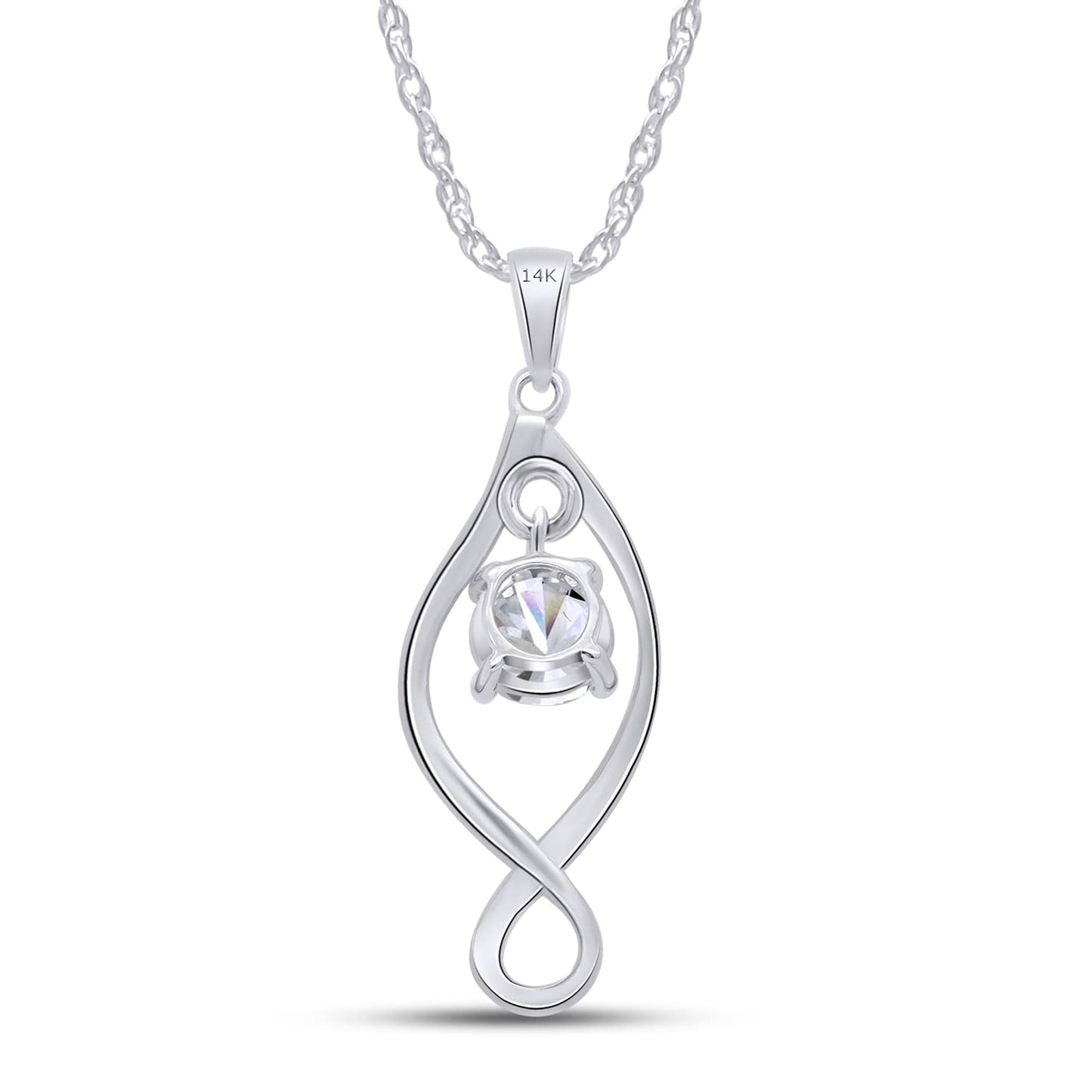 Load image into Gallery viewer, 1 Carat Lab Created Moissanite Diamond Infinity Solitaire Pendant Necklace For Women In 14K Solid Gold (1 Cttw)
