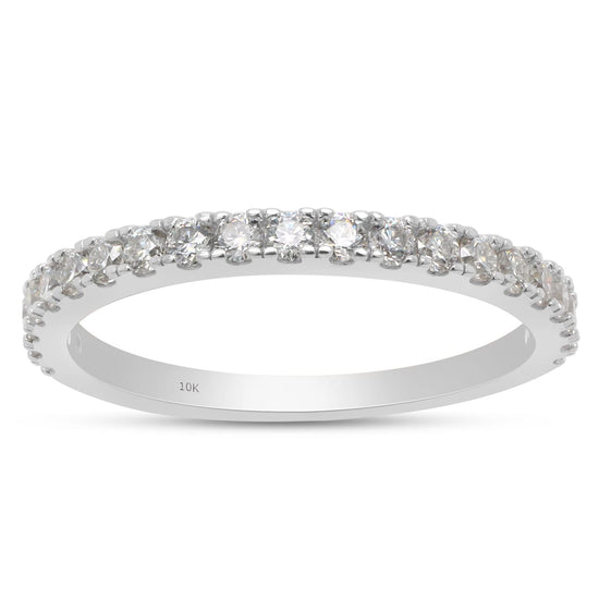 2/5 Carat Round Cut Lab Created Moissanite Diamond Half Eternity Wedding Band Ring in 10K or 14K Solid Gold ( 0.40 Cttw)