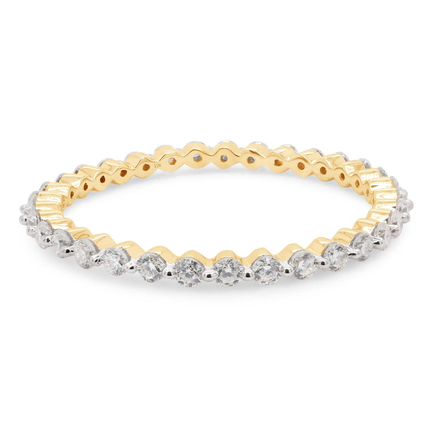 0.50 Carat Round Lab Created Moissanite Diamond Full Eternity Stackable Engagement Ring For Women In 10K Or 14K Solid Gold