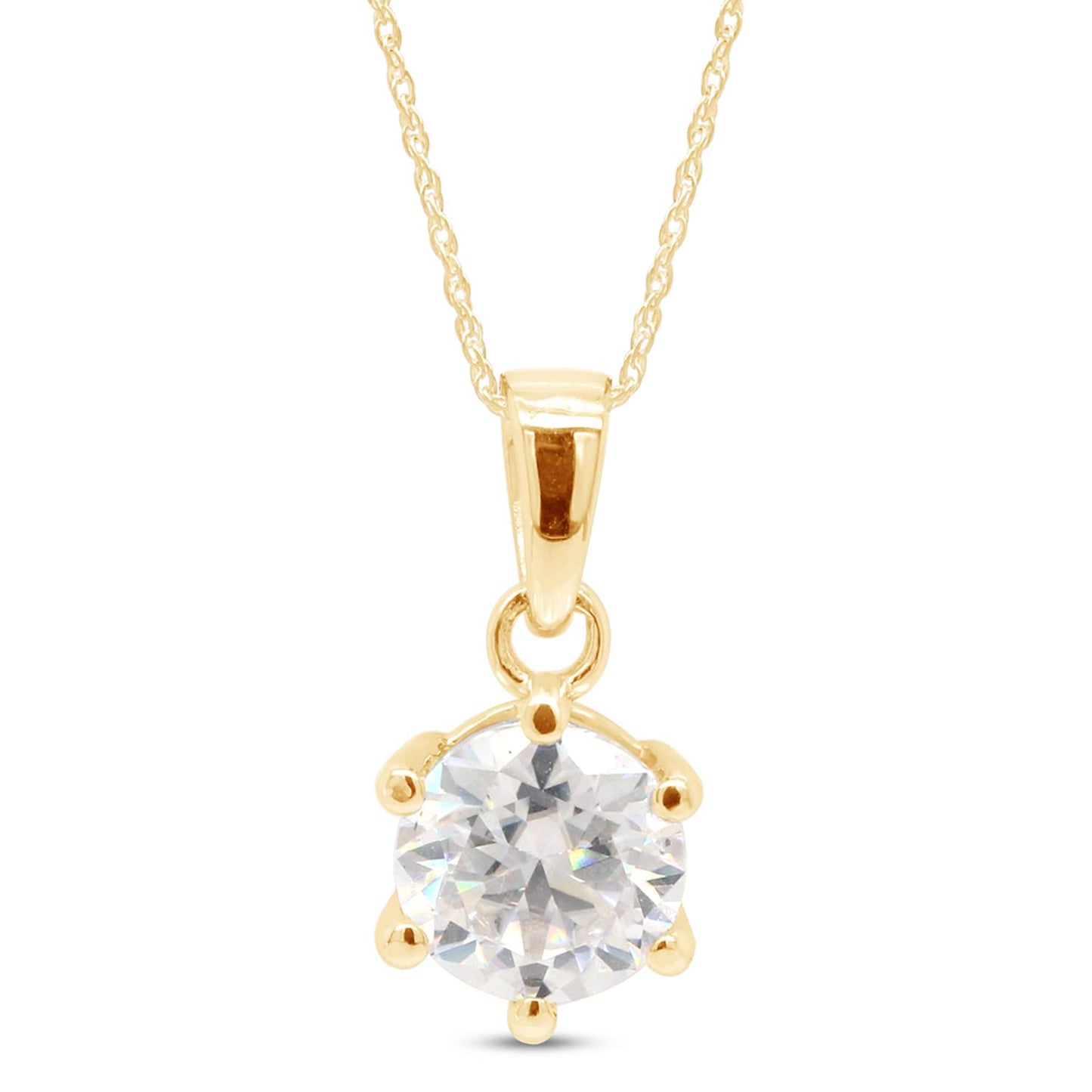 Load image into Gallery viewer, 1 Carat 6.5MM Lab Created Moissanite Diamond 6-Prong Solitaire Pendant Necklace in 10K or 14K Solid Gold For Women (1 Cttw)
