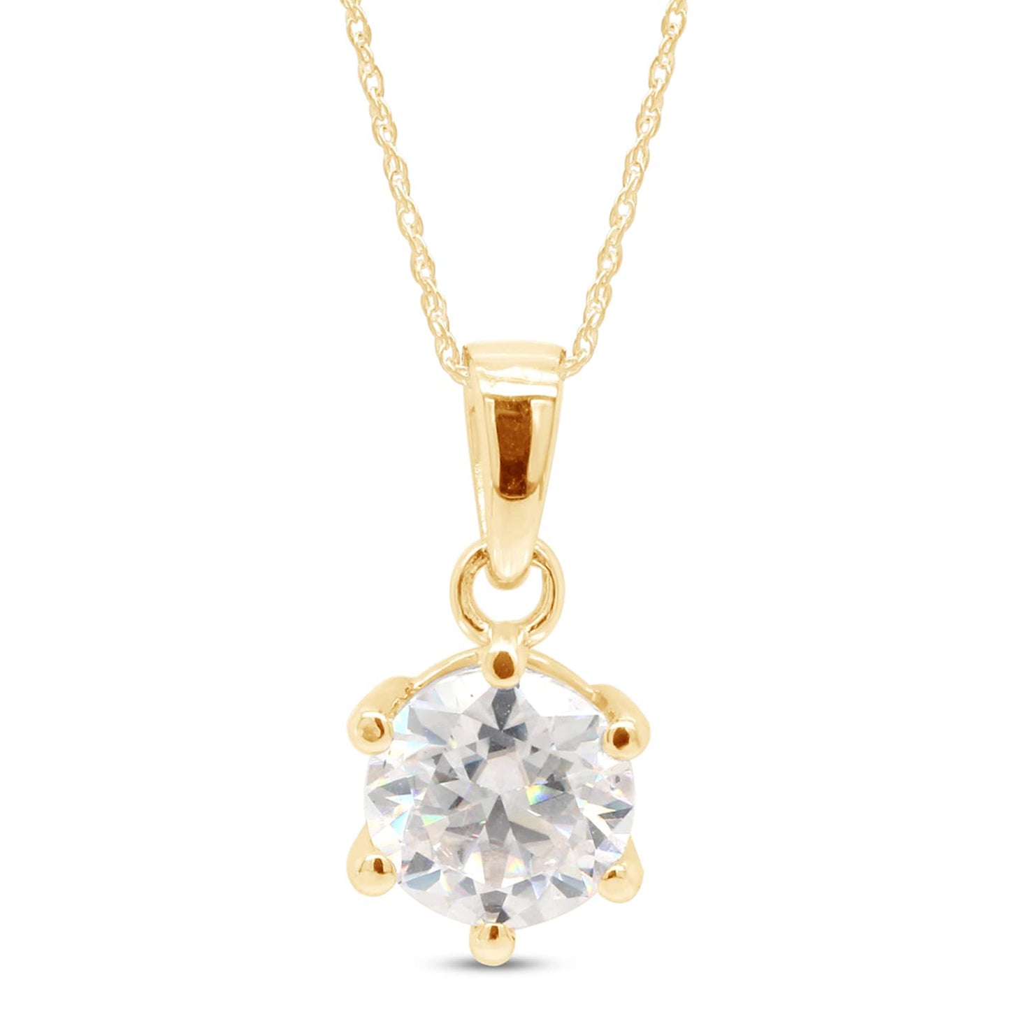 1 Carat Round Cut 6.5MM Lab Created Moissanite Diamond Solitaire Pendant Necklace In 925 Sterling Silver (1 Cttw)