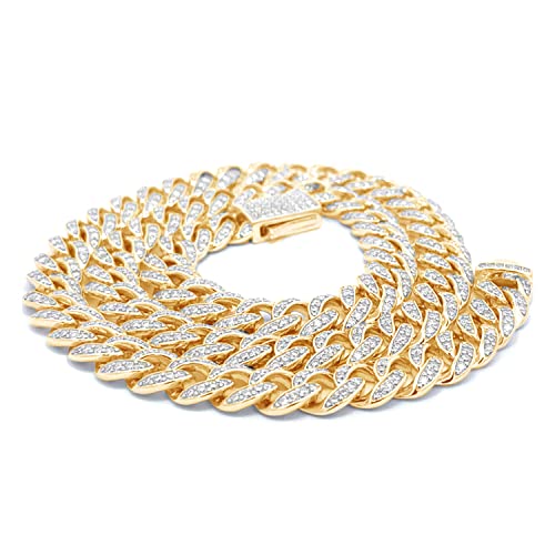 5.80 Carat to 10.90 Carat Lab Created Moissanite Diamond 6MM Width Cuban Link Chain Necklace For Men In 925 Sterling Silver, 16" to 30" Length