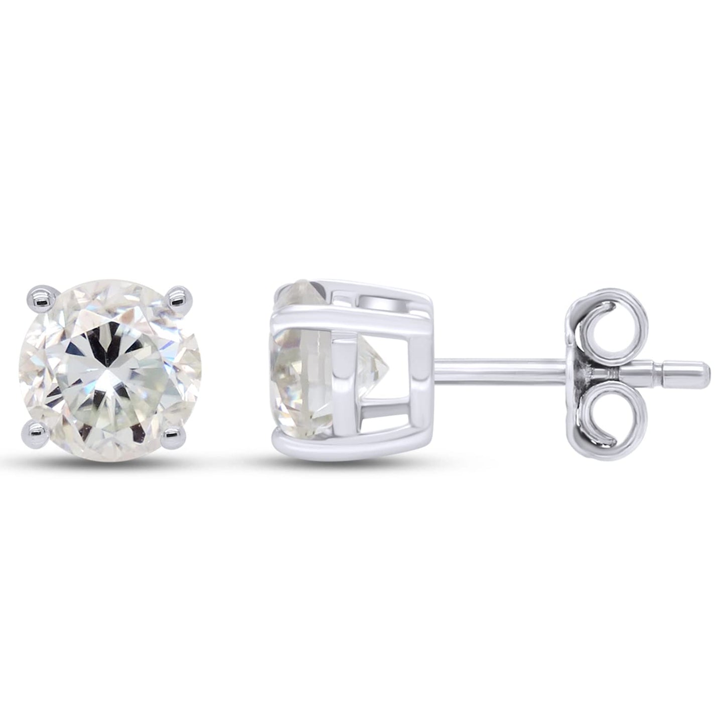 9.5MM Round Cut Lab Created Moissanite Diamond Solitaire Stud Earrings In 925 Sterling Silver Jewelry For Women (6 Cttw)