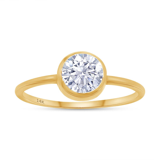 IGI Certified Lab Grown Diamond Engagement Ring (10K/14K Solid Gold) Round Shape Bezel Set Solitaire Promise Rings For Women Jewelry (0.66 Cttw)
