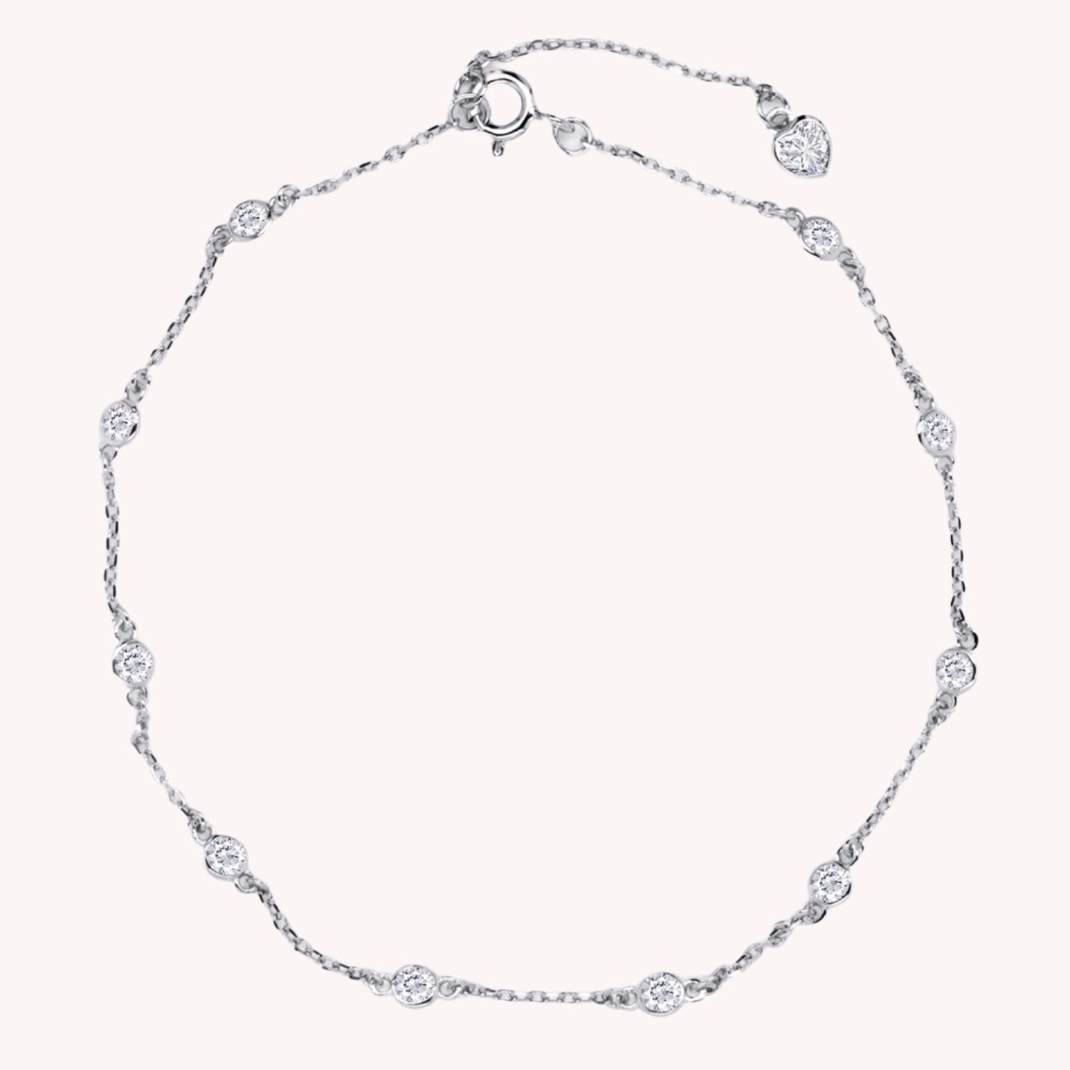 Station Anklet Moissanite Diamond