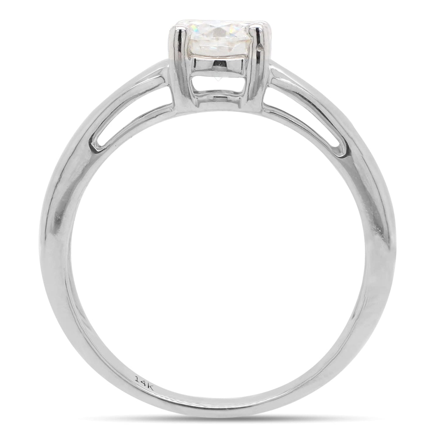 1 Carat 6.5MM Round Cut Lab Created Moissanite Diamond Solitaire Engagement Rings for Women in 10K or 14K Solid Gold