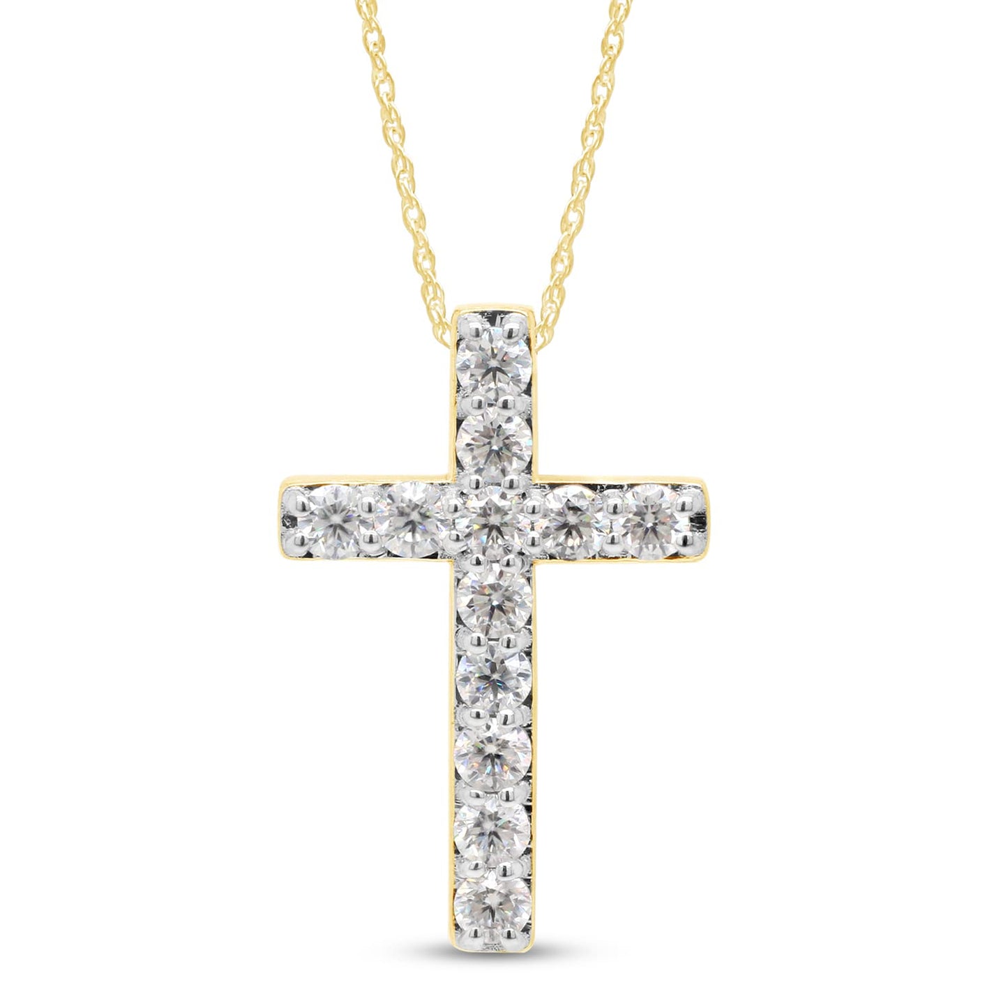 Load image into Gallery viewer, 1/2 Carat Lab Created Moissanite Diamond Cross Pendant Necklace In 925 Sterling Silver (0.50 Cttw)
