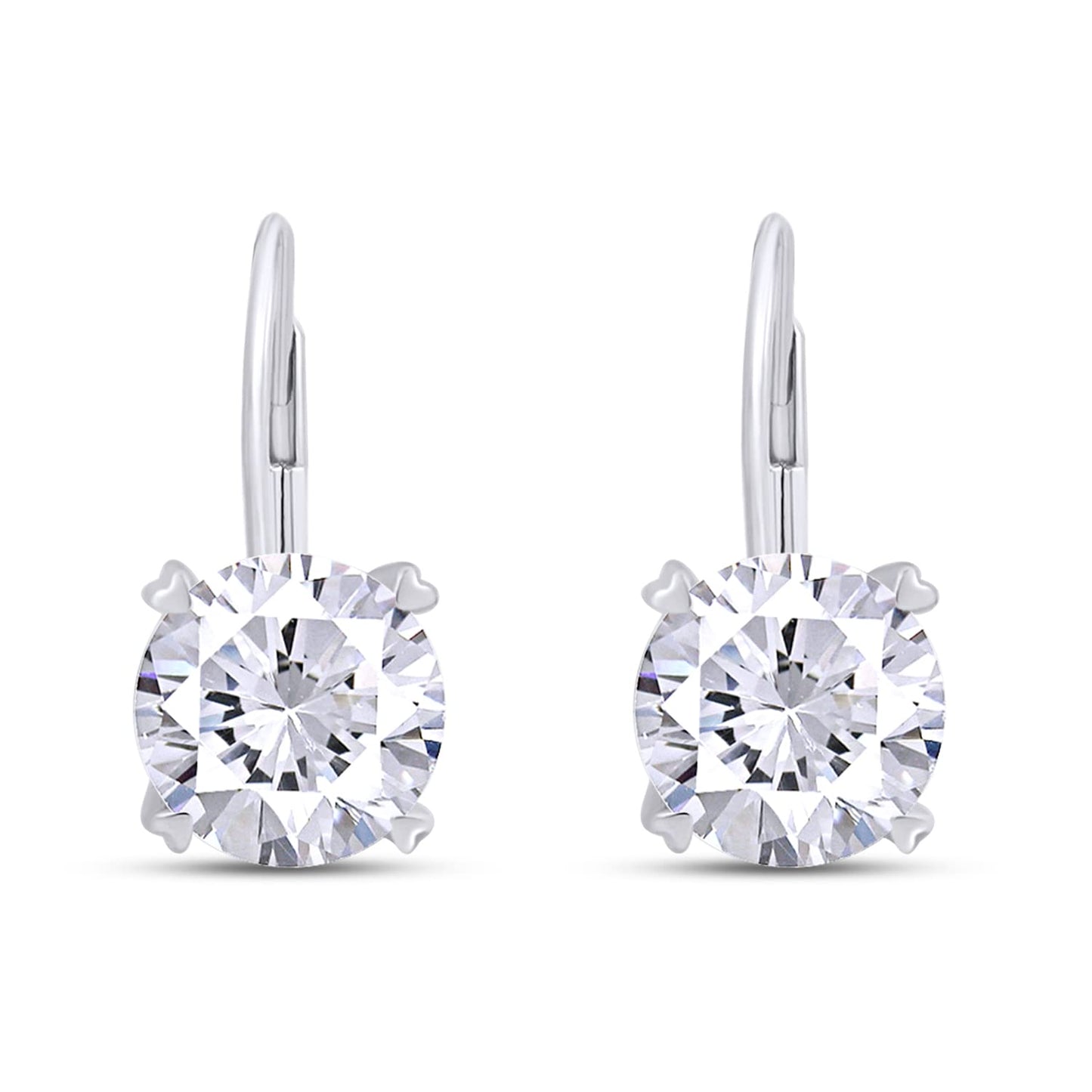 2 Carat Lab Created Moissanite Diamond Leverback Stud Earrings In 14K Solid Gold For Women (2 Cttw)