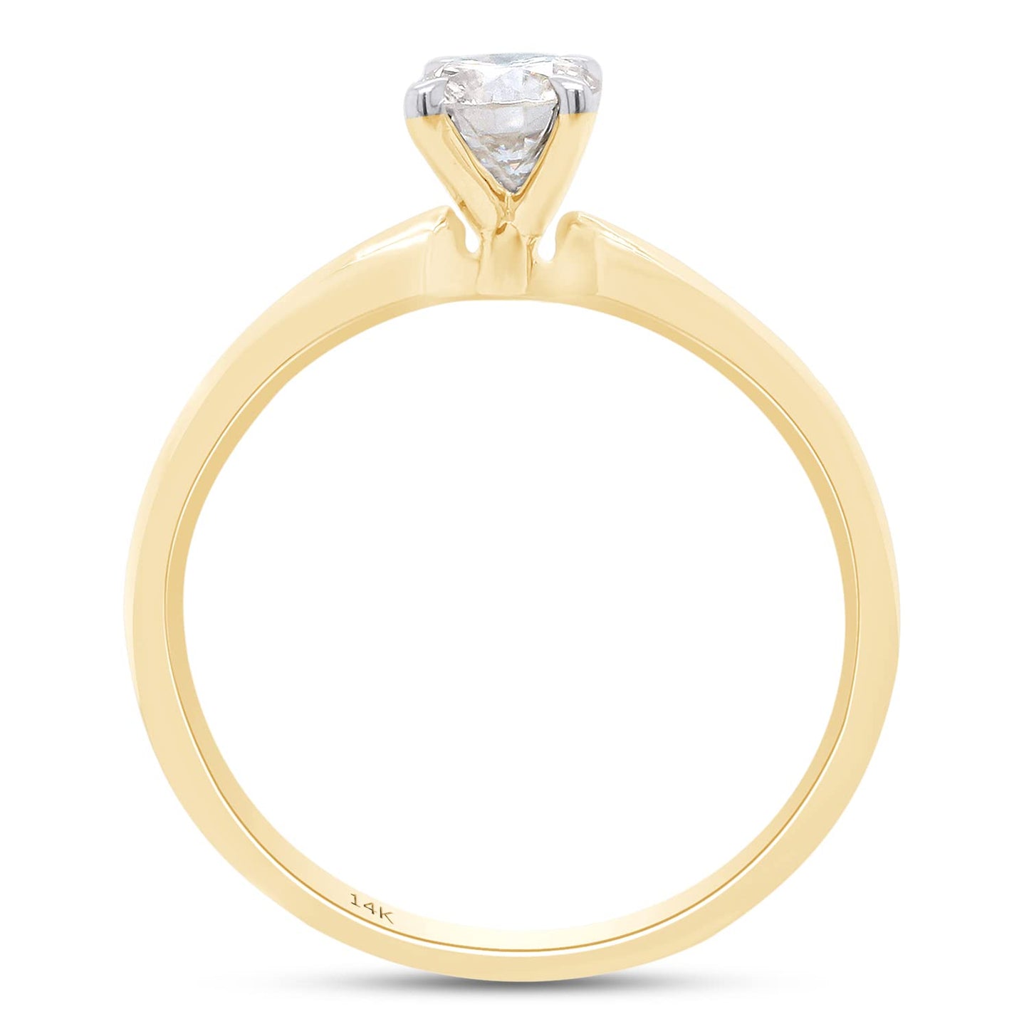 1/3 Carat Round Cut Lab Created Moissanite Diamond Solitaire Engagement Ring for Women in 10K or 14K Solid Gold (0.35 Cttw)