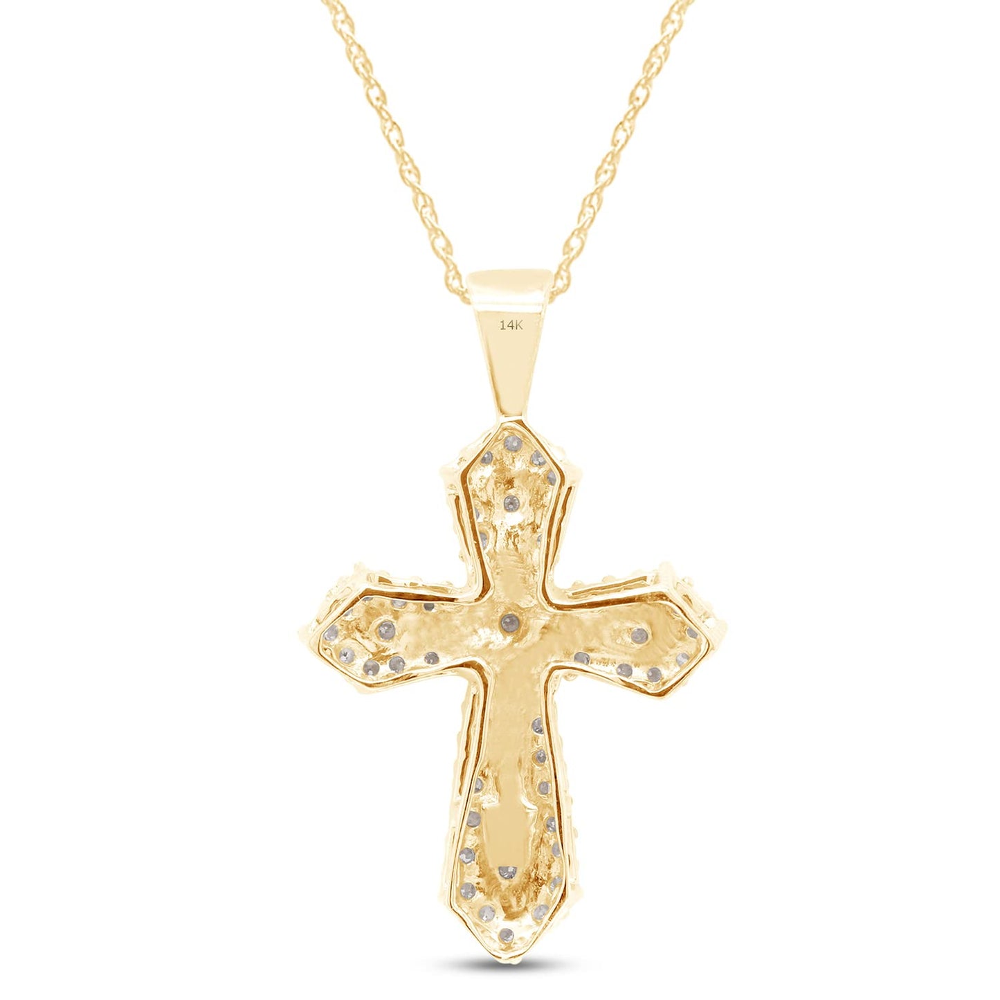 1/4 Carat Lab Created Moissanite Diamond Cross Pendant Necklace in 10K or 14K Solid Gold For Women (0.25 Cttw)