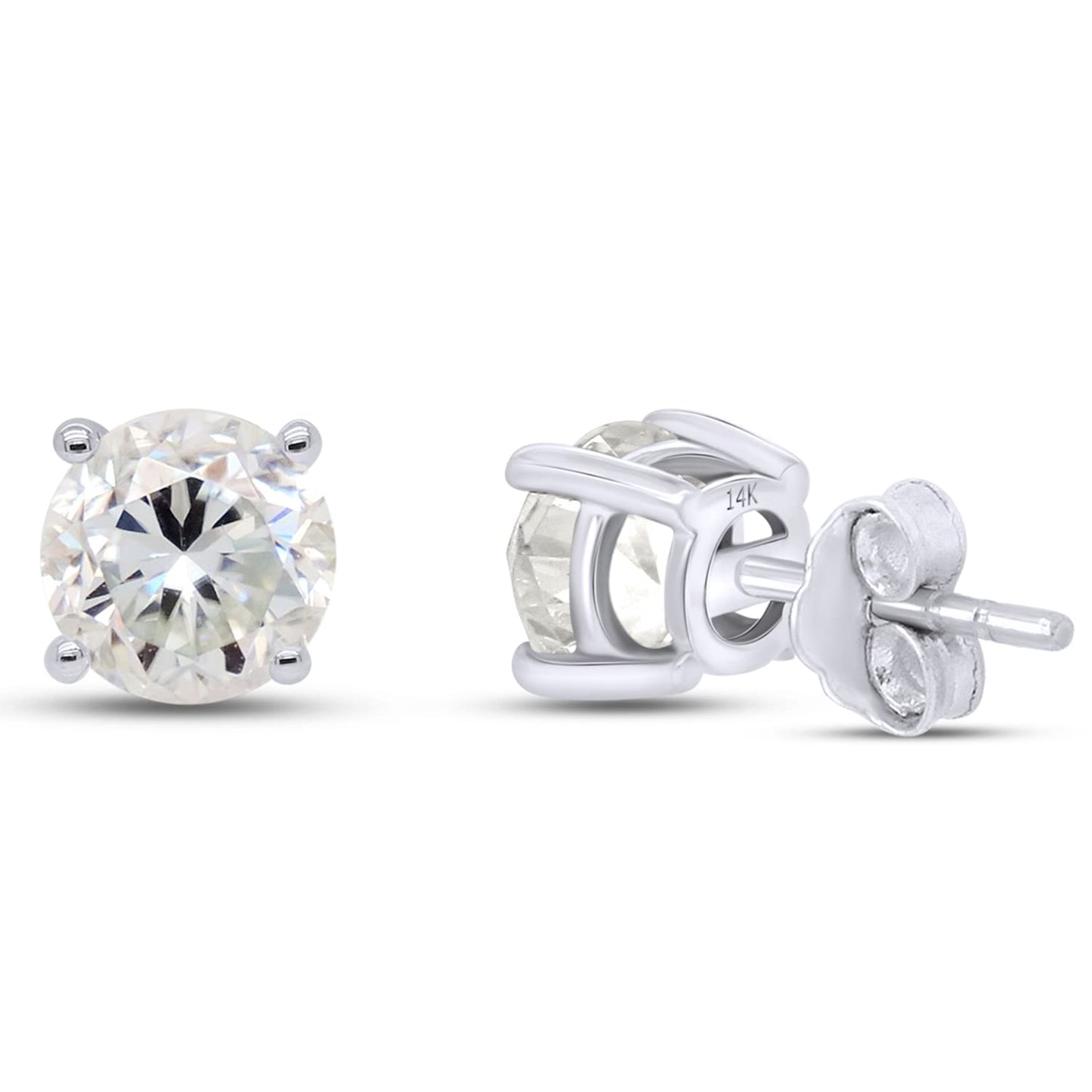 Load image into Gallery viewer, 6 Carat 9.5MM Round Cut Lab Created Moissanite Diamond Solitaire Stud Earrings In 10K Or 14K Solid Gold
