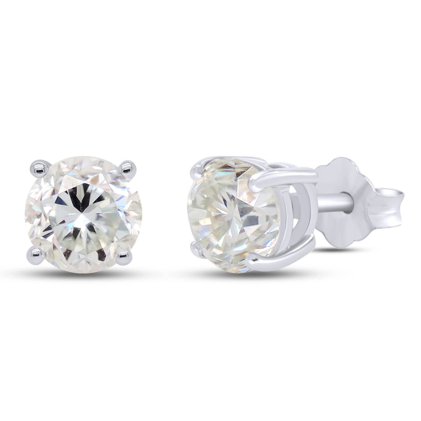 9.5MM Round Cut Lab Created Moissanite Diamond Solitaire Stud Earrings In 925 Sterling Silver Jewelry For Women (6 Cttw)