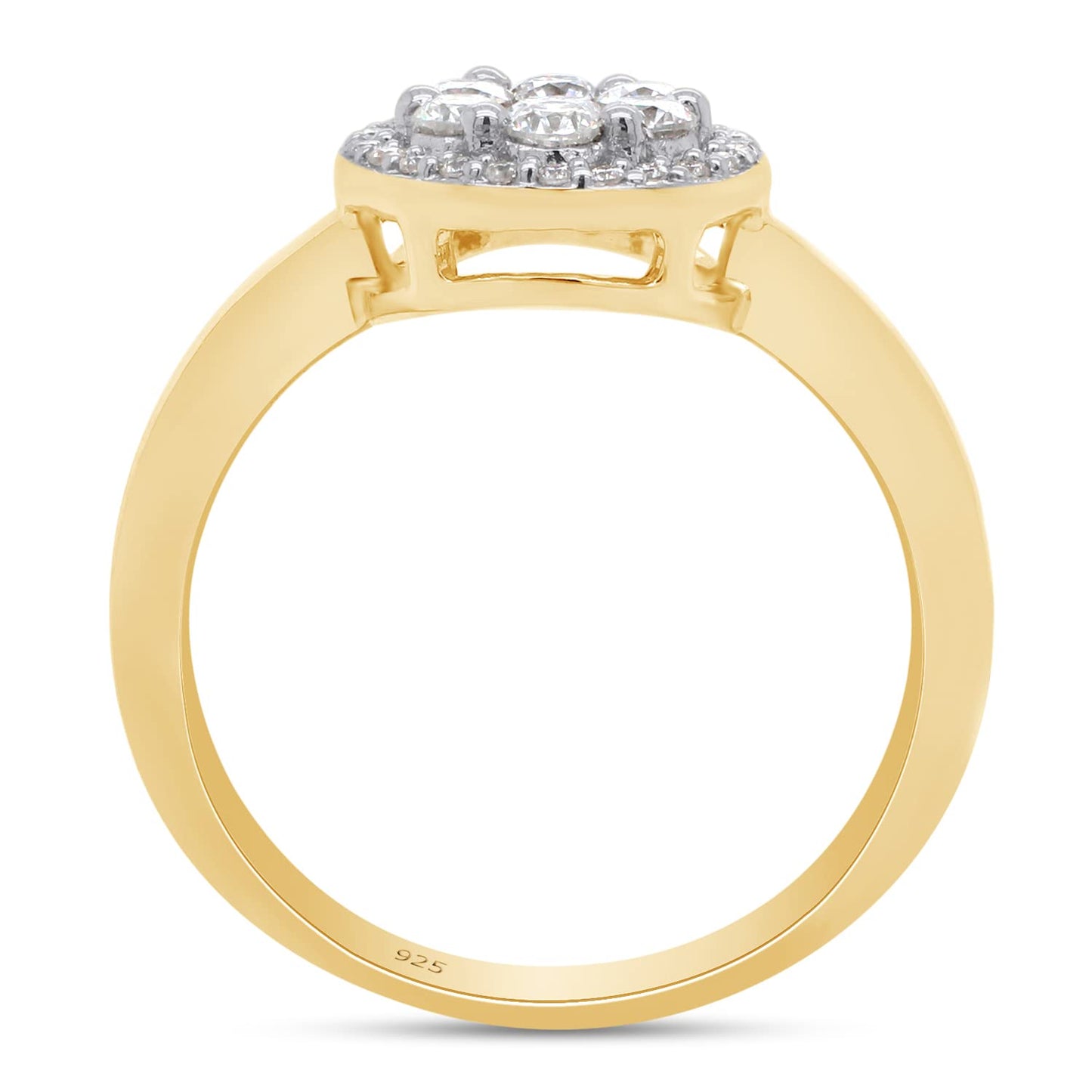 0.50 Carat Round Cut Lab Created Moissanite Diamond Cluster Engagement Ring Jewelry for Women in 925 Sterling Silver