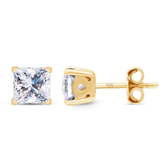 1 Carat Princess Cut Lab Created Moissanite Diamond Solitaire Stud Earrings In 925 Sterling Silver For Women