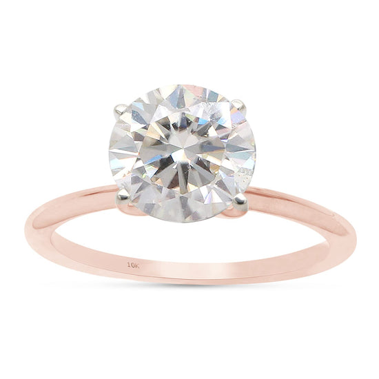 1 3/4 Carat Lab Created Moissanite Diamond Solitaire Engagement Ring in 10K or 14K Solid Gold For Women (1.75 Cttw)