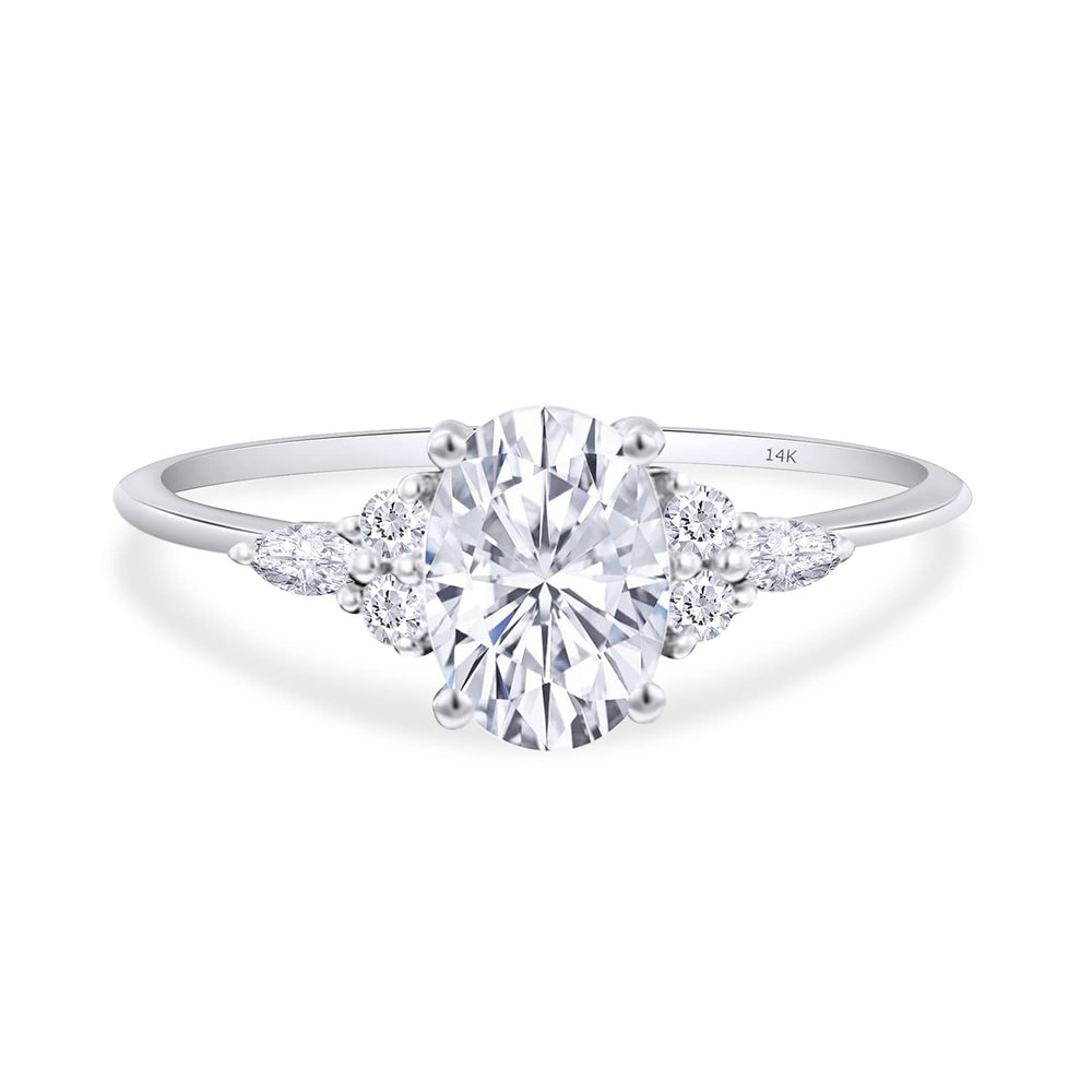 
                      
                        3 Carat Center 10X8MM Oval, Marquise & Round Cut Lab Created Moissanite Diamond Solitaire Engagement Ring In 10K Or 14K Solid Gold
                      
                    