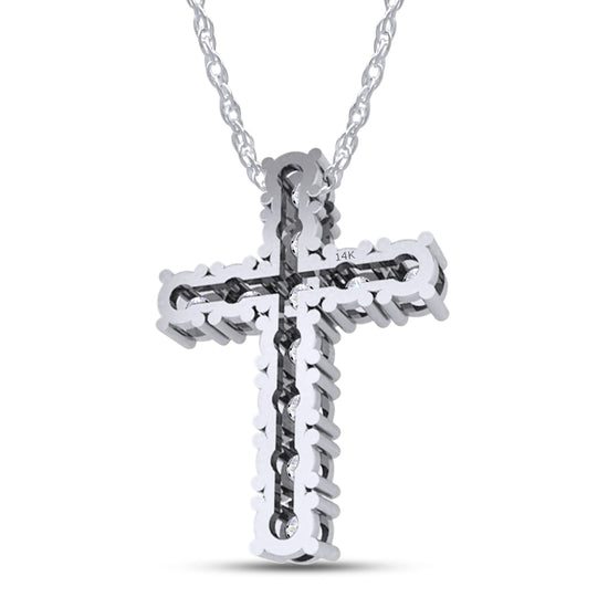 1 Carat Lab Created Moissanite Diamond Cross Pendant Necklace in 10K or 14K Solid Gold For Women (1.00 Cttw)