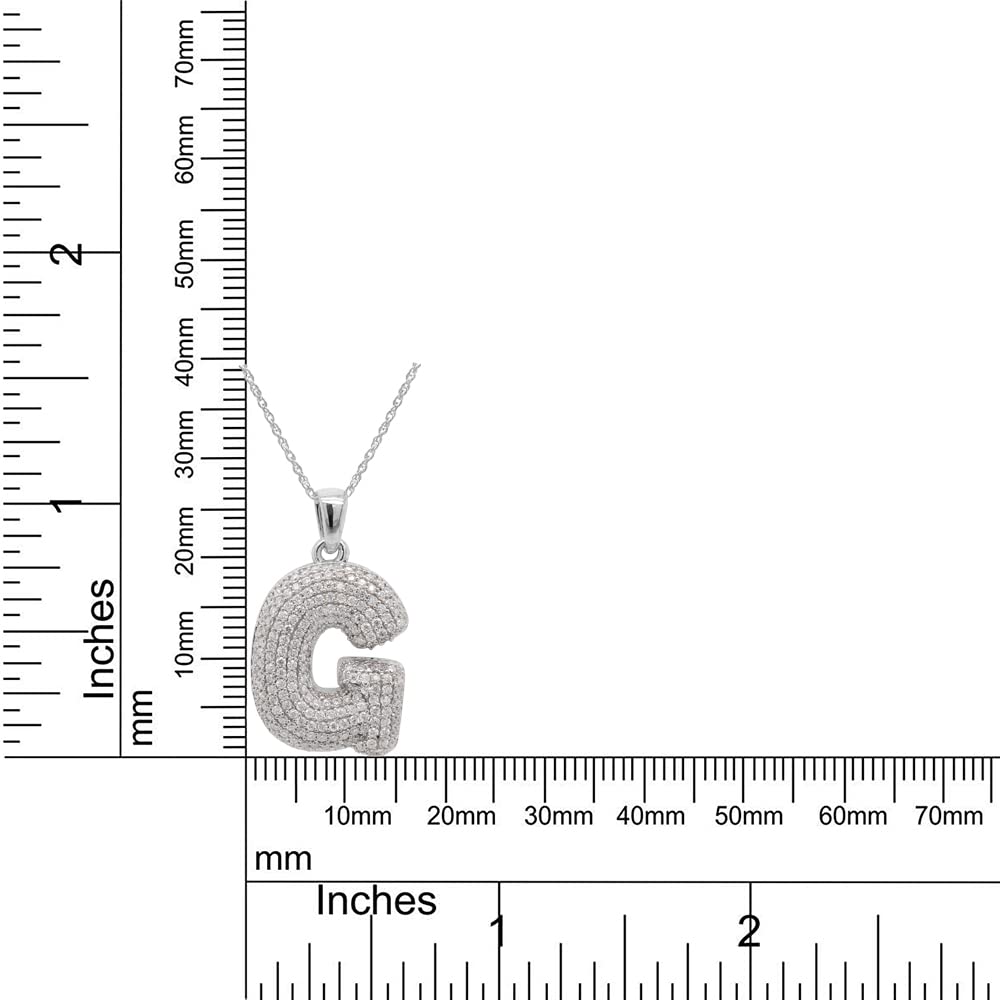 1 1/8 Carat Lab Created Moissanite Diamond Initial Bubble Letter "G" Pendant Necklace In 925 Sterling Silver (1.13 Cttw)