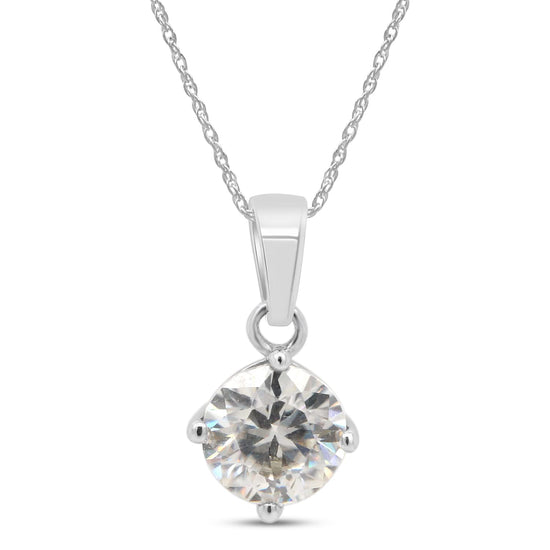 1 Carat Lab Created Moissanite Diamond Solitaire Pendant Necklace In 925 Sterling Silver For Women (1 Cttw)