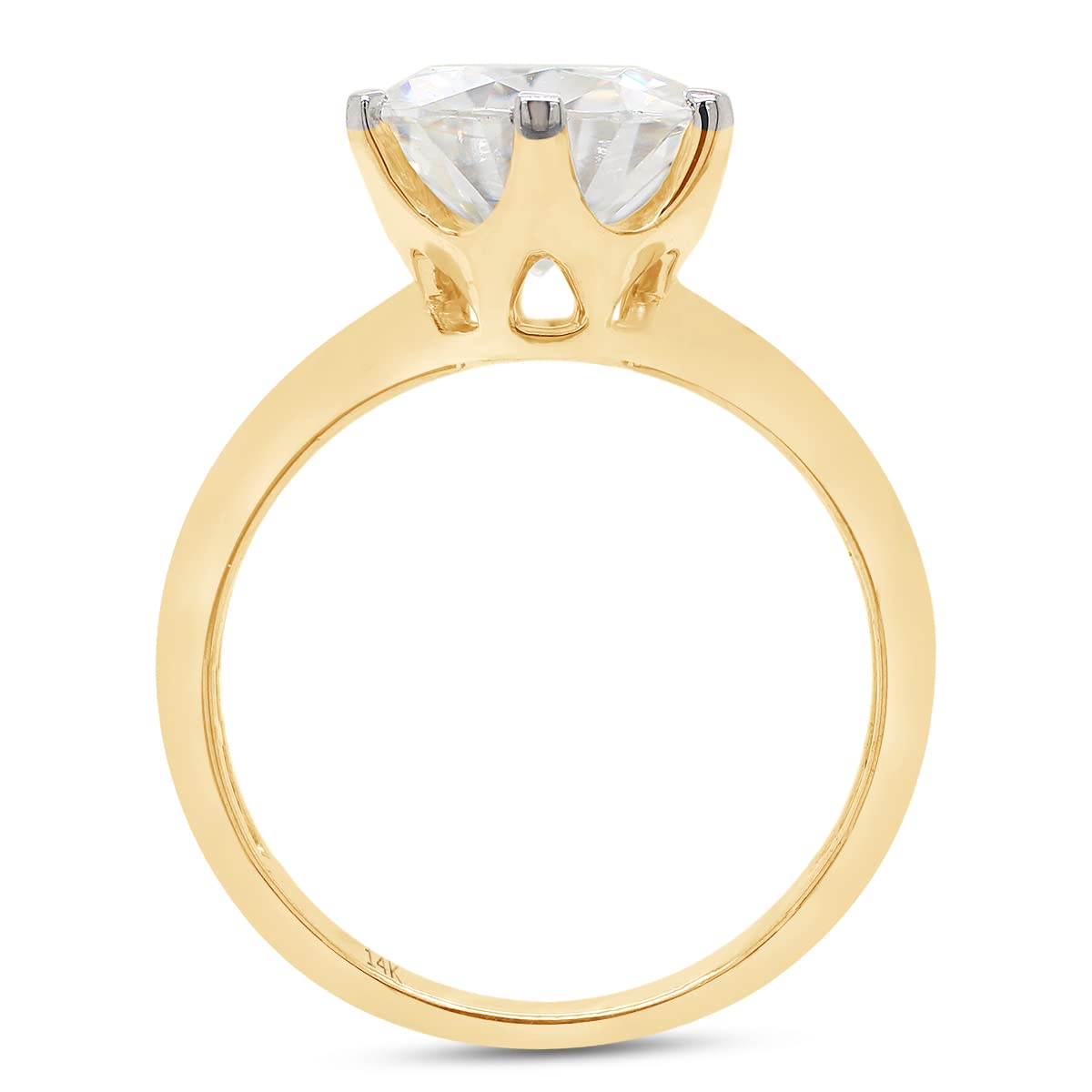 3 Carat 9.5MM Round Cut Lab Created Moissanite Diamond Solitaire Engagement Ring for Women in 10K or 14K Solid Gold