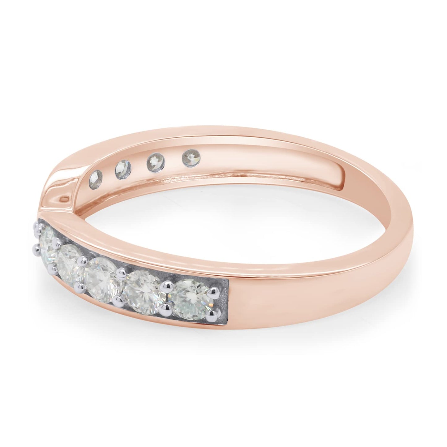0.50 Carat Round Cut Lab Created Moissanite Diamond 2.3MM Width Half Eternity Wedding Band Ring In 925 Sterling Silver