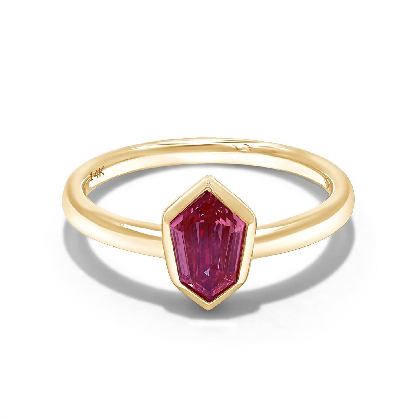 0.85 Carat Kite Shape Pink IGI Certified Lab Grown Diamond Bezel Set Solitaire Engagement Wedding Ring For Women In 10K Or 14K Solid Gold