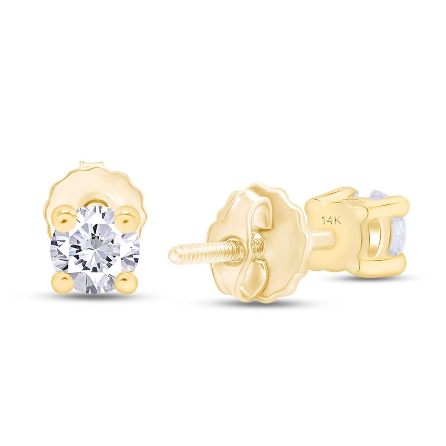 Load image into Gallery viewer, 0.08ct to 1/2ct Lab Grown Diamond Round Stud Earrings for Women in 14k Gold (F-G Color, SI-I Clarity) Prong Set Round Cut Screw Back Studs
